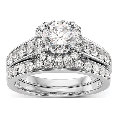 14K White Gold Diamond Halo Engagement Ring Semi-Mount – view 8