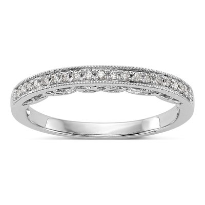 14K White Gold 1/10 ct tw Diamond Wedding Band