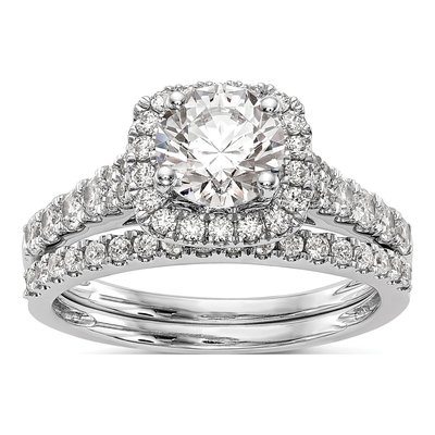 14K White Gold Diamond Halo Engagement Engagement Ring Semi-Mount – view 7