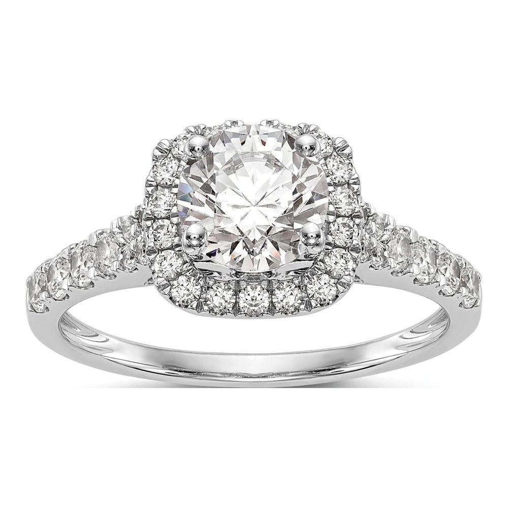 14K White Gold Diamond Halo Engagement Engagement Ring Semi-Mount