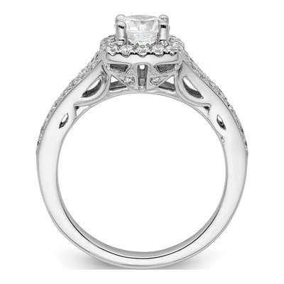 14K White Gold Diamond Halo Engagement Ring Semi-Mount – view 4