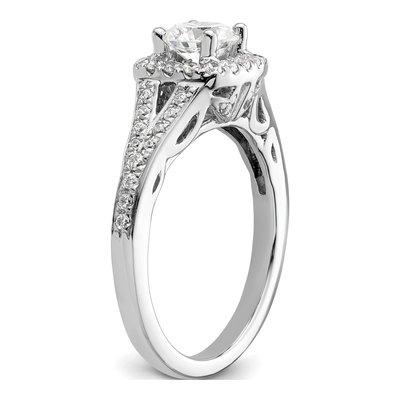14K White Gold Diamond Halo Engagement Ring Semi-Mount – view 8