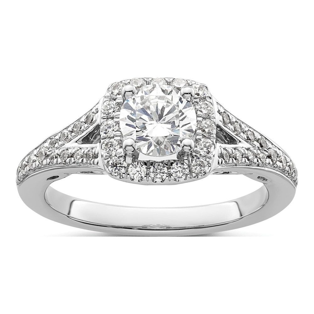 14K White Gold Diamond Halo Semi-Mount Engagement Ring