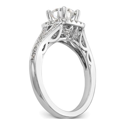 14K White Gold Diamond Halo Sz Engagement Ring Semi-Mount – view 7