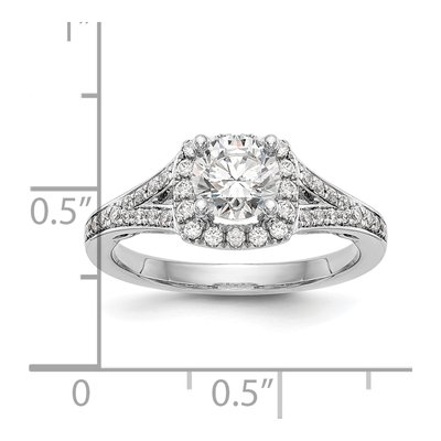 14K White Gold Diamond Halo Sz Engagement Ring Semi-Mount – view 8