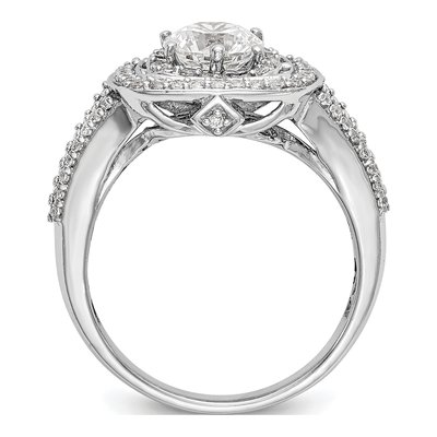 14K White Gold Diamond Double Halo Engagement Ring Semi-Mount – view 3