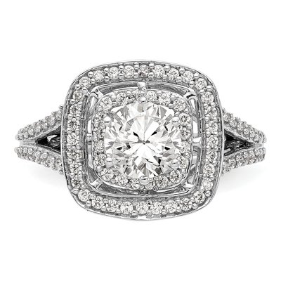 14K White Gold Diamond Double Halo Engagement Ring Semi-Mount – view 5