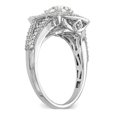 14K White Gold Diamond Double Halo Engagement Ring Semi-Mount – view 7