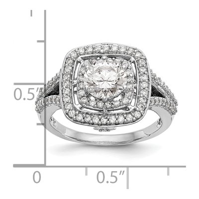 14K White Gold Diamond Double Halo Engagement Ring Semi-Mount – view 8