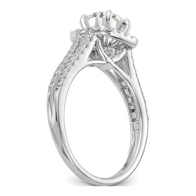 14K White Gold Diamond Halo Engagement Engagement Ring Semi-Mount – view 7