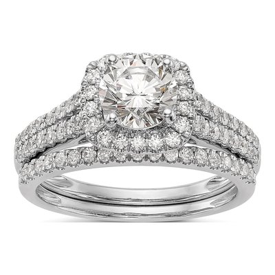 14K White Gold Diamond Halo Engagement Engagement Ring Semi-Mount – view 8