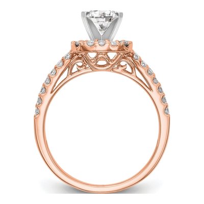 14K Rose Gold Cushion Halo Engagement Engagement Ring Semi-Mount – view 2