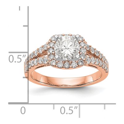 14K Rose Gold Cushion Halo Engagement Engagement Ring Semi-Mount – view 3