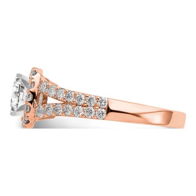 14K Rose Gold Cushion Halo Engagement Engagement Ring Semi-Mount – view 4