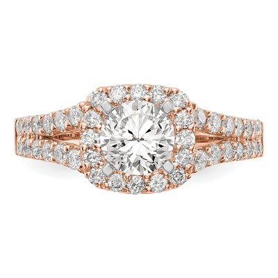 14K Rose Gold Cushion Halo Engagement Engagement Ring Semi-Mount – view 5