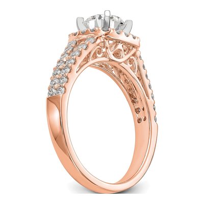 14K Rose Gold Cushion Halo Engagement Engagement Ring Semi-Mount – view 7