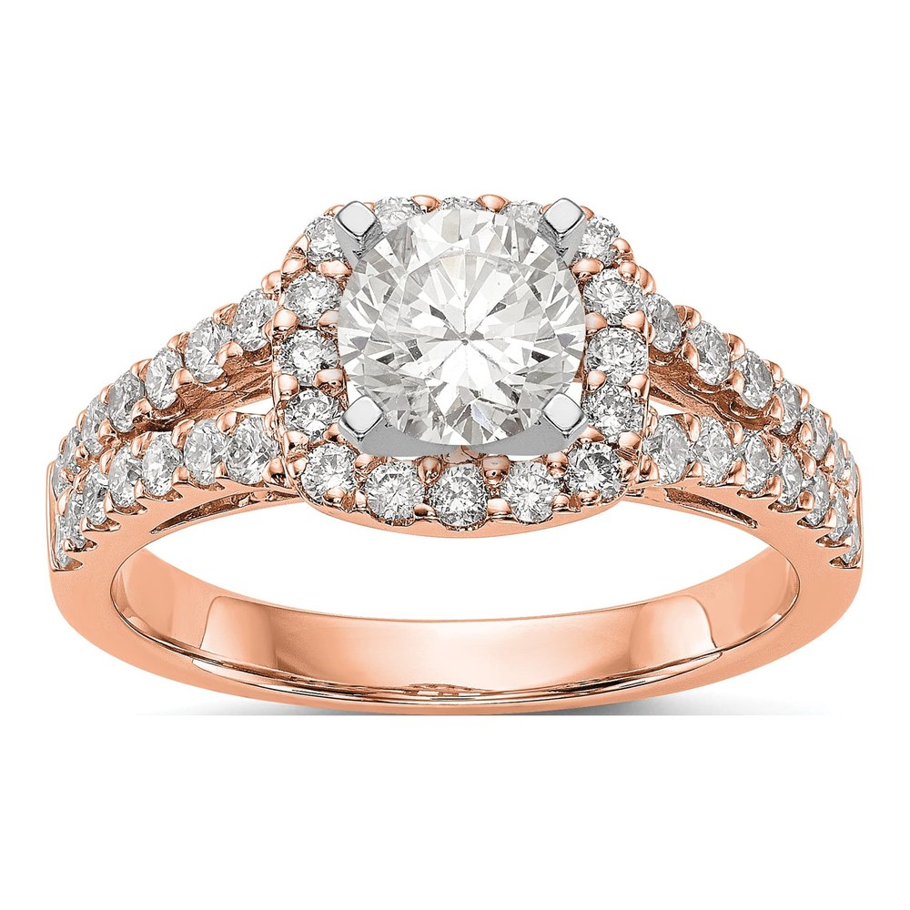 14K Rose Gold Cushion Halo Engagement Engagement Ring Semi-Mount