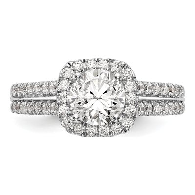14K White Gold Diamond Halo Engagement Ring Semi-Mount – view 5