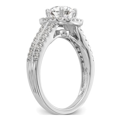 14K White Gold Diamond Halo Engagement Ring Semi-Mount – view 7