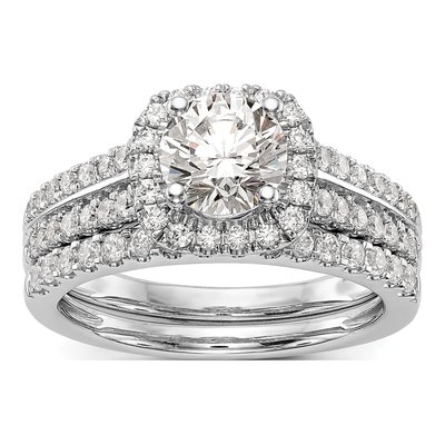 14K White Gold Diamond Halo Engagement Ring Semi-Mount – view 8
