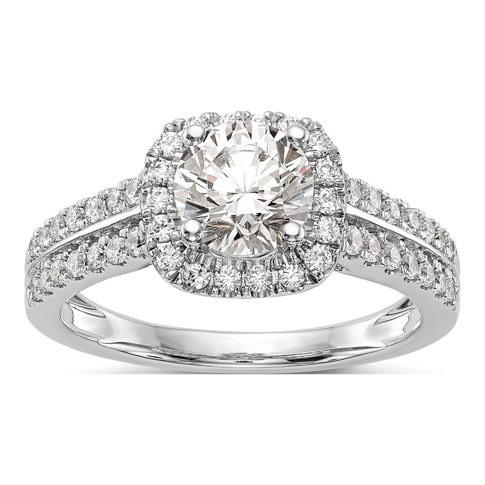 14K White Gold Halo Diamond Semi-Mount Engagement Ring