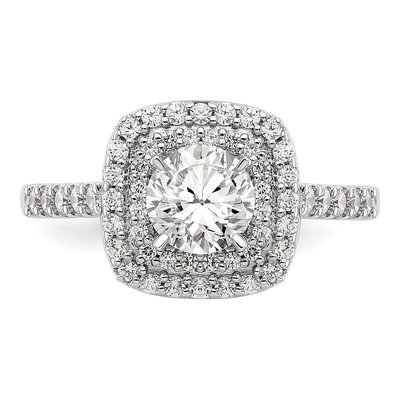 14K White Gold Double Halo Ring Mounting – view 5