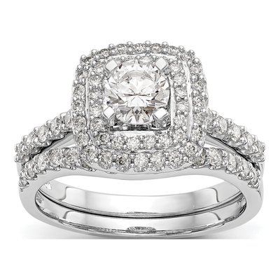 14K White Gold Double Halo Ring Mounting – view 8