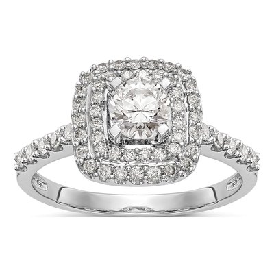 14K White Gold Double Halo Ring Mounting