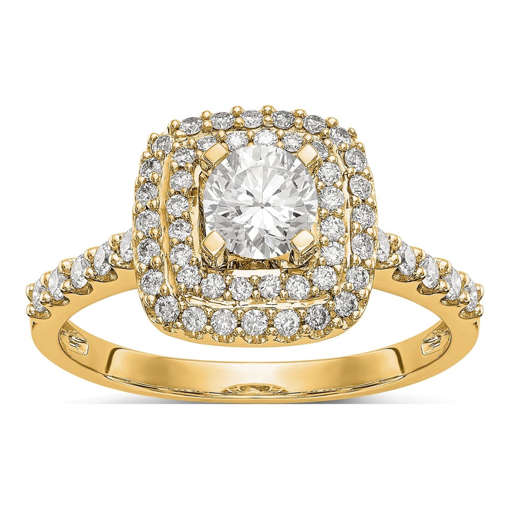 14K Yellow Gold 1/2 ct tw Diamond Halo Setting Engagement Ring