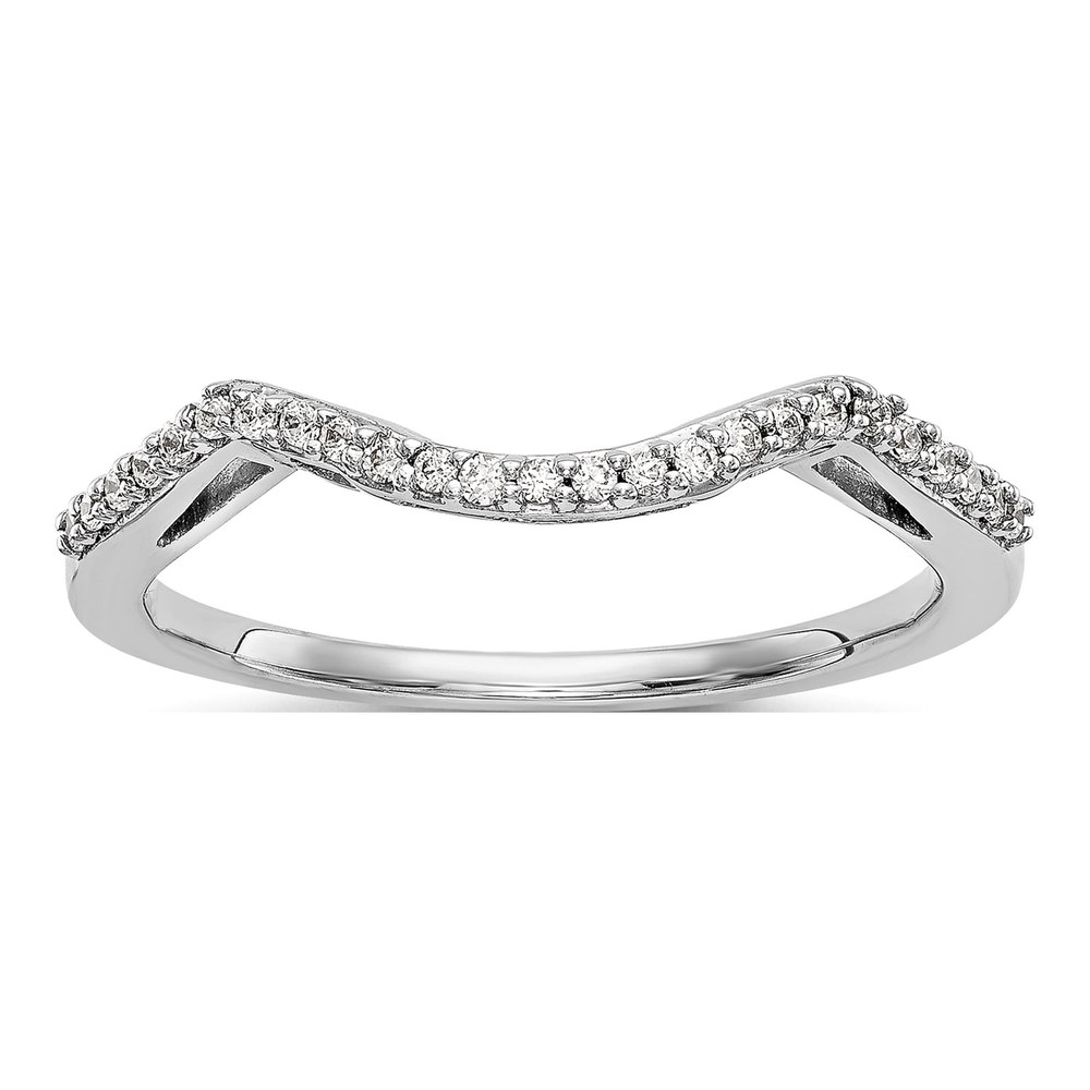 14K White Gold 1/8 ct tw Diamond Contoured Wedding Band