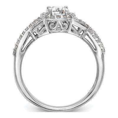 14K White Gold Diamond Halo Engagement Ring Semi-Mount – view 2