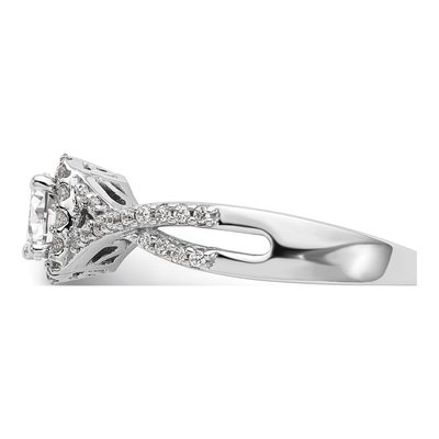 14K White Gold Diamond Halo Engagement Ring Semi-Mount – view 3