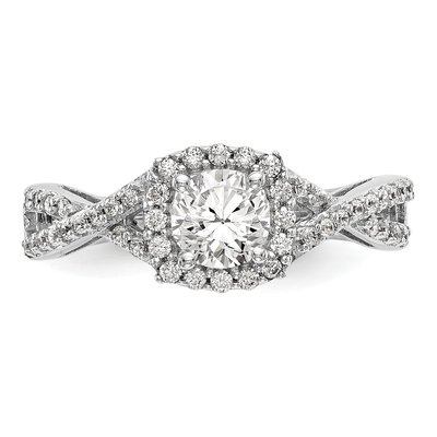 14K White Gold Diamond Halo Engagement Ring Semi-Mount – view 4