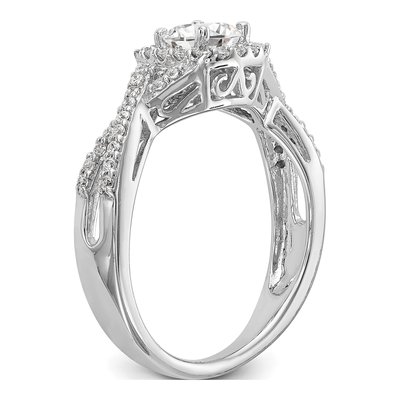 14K White Gold Diamond Halo Engagement Ring Semi-Mount – view 6