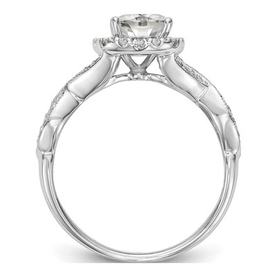 14K White Gold Diamond Halo Engagement Ring Semi-Mount – view 2