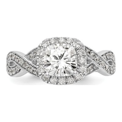 14K White Gold Diamond Halo Engagement Ring Semi-Mount – view 4