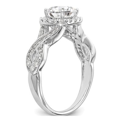 14K White Gold Diamond Halo Engagement Ring Semi-Mount – view 6