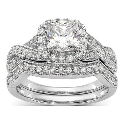 14K White Gold Diamond Halo Engagement Ring Semi-Mount – view 7
