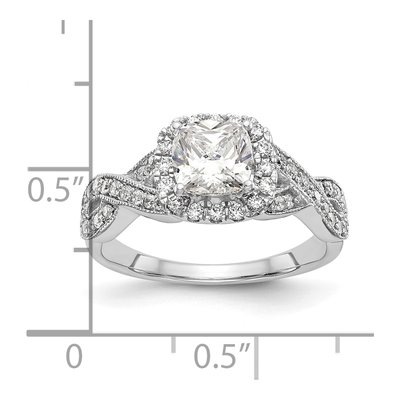 14K White Gold Diamond Halo Engagement Ring Semi-Mount – view 8
