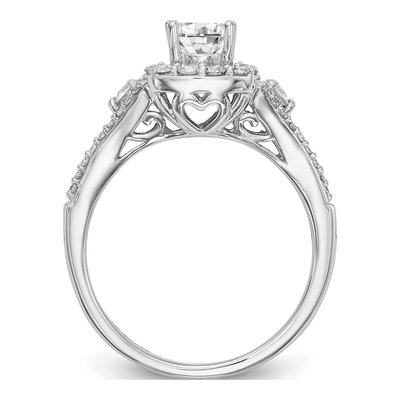 14K White Gold Diamond Halo Engagement Ring Semi-Mount – view 2