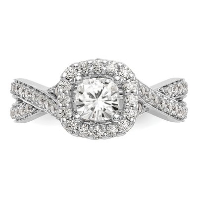 14K White Gold Diamond Halo Engagement Ring Semi-Mount – view 4