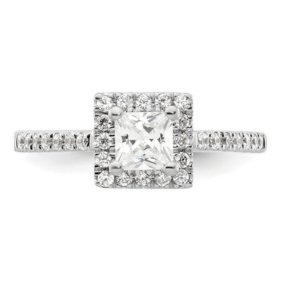 14K White Gold Diamond Halo Engagement Ring Semi-Mount – view 5