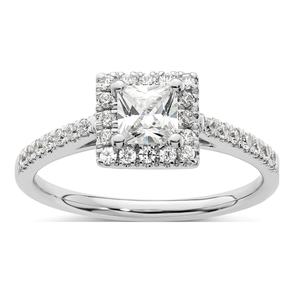14K White Gold Halo Diamond Engagement Semi-Mount Ring