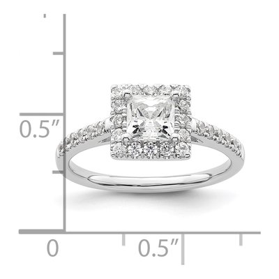 14K White Gold Diamond Halo Engagement Ring Semi-Mount – view 8