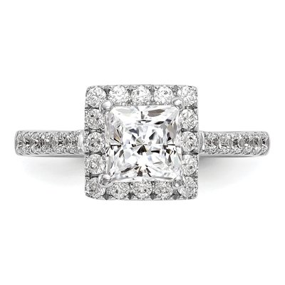 14K White Gold Diamond Halo Engagement Ring Semi-Mount – view 4