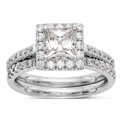 14K White Gold Diamond Halo Engagement Ring Semi-Mount – view 7