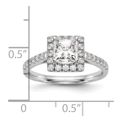 14K White Gold Diamond Halo Engagement Ring Semi-Mount – view 8