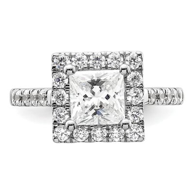 14K White Gold Diamond Halo Engagement Ring Semi-Mount – view 5