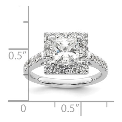 14K White Gold Diamond Halo Engagement Ring Semi-Mount – view 8