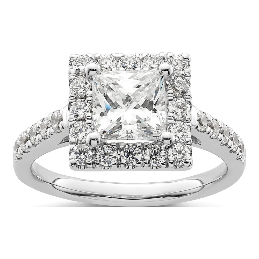 14K White Gold Halo Diamond Semi-Mount Ring